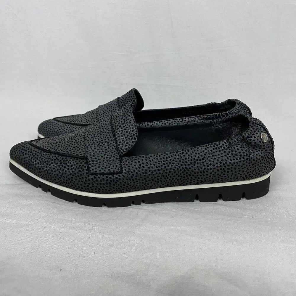 AGL Pointer Loafer Womens 9 39.5 Gray Black Slip On Shoes‎ Flats Italy Luxury